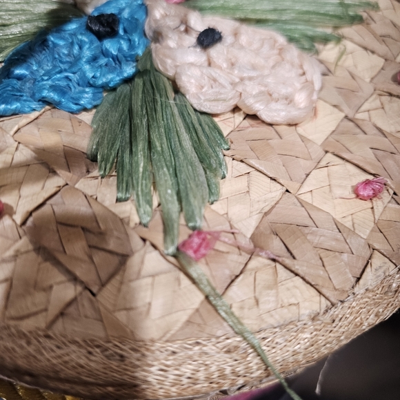 *HP* Vintage 70'S Handcrafted Basket/Bucket Purse With Raffia Embroidery Detail - Picture 8 of 14